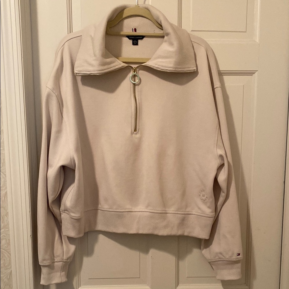 Tommy Hilfiger Cream Quarter-Zip Pullover